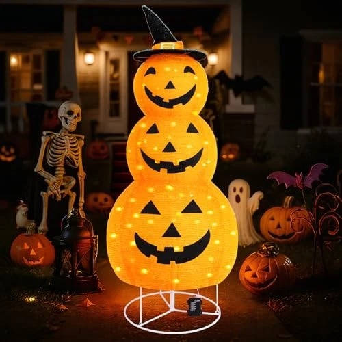Lighted Yard Pumpkin | 100 LED Lights | 8 Effects and Timer | Solstice