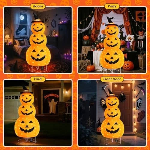 Lighted Yard Pumpkin | 100 LED Lights | 8 Effects and Timer | Solstice